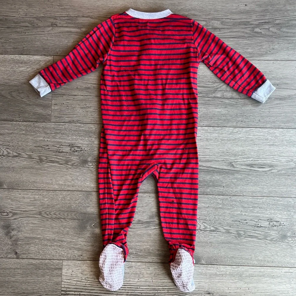 Carter’s Toddler Boy Long Sleeve One Way Footed Zippy Pajama Robot & Stripes 24M